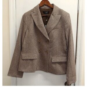 Talbots Kate Fit Women's 14 Brown Tweed Blazer Jacket"Romantically Curvy"/ #2648